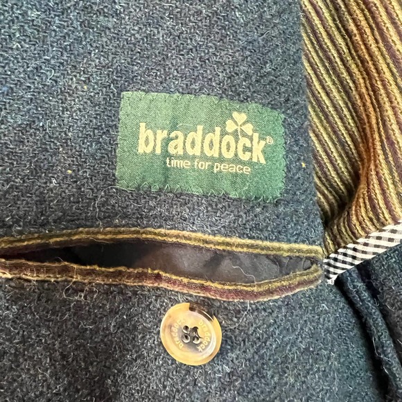 Braddock Time for Peace Vintage Jacket Faux Leather Details Mens 52 - Picture 7 of 12